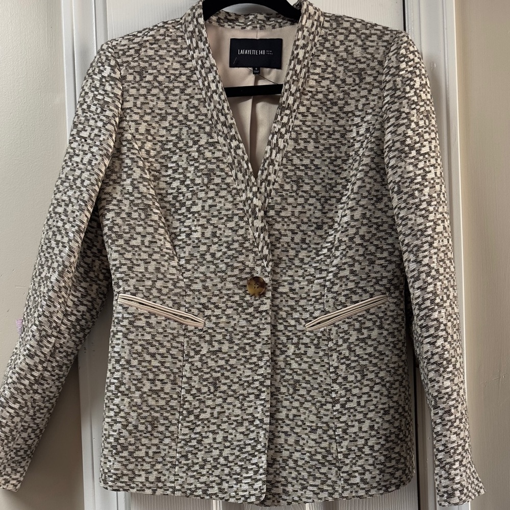 LAFAYETTE 148 Women's Linen
Blend Metallic Neutral Patterned Blazer pittopit 18